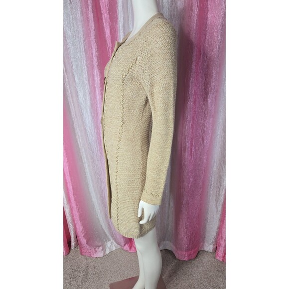 Coldwater Creek Oatmeal Heather Knit Button Long Sweater Cardigan Size XS - Picture 7 of 13